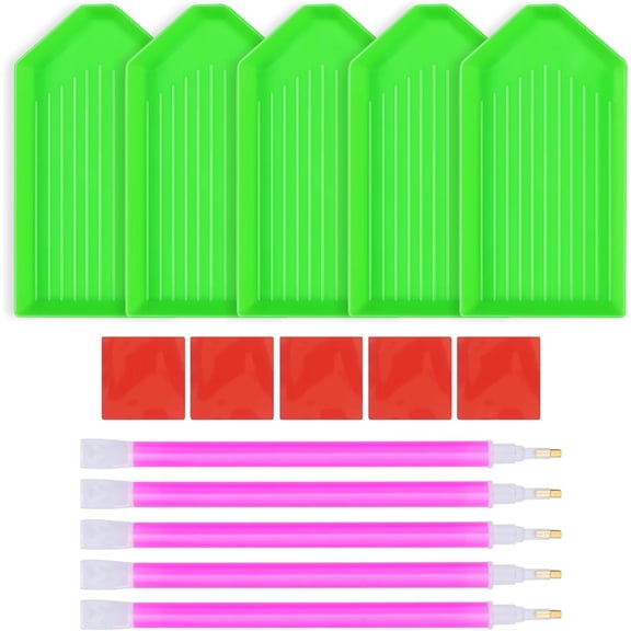 15 count Art Painting Tools 5D Art Accessories with Drill Pen & Tray DIY Supplies Kit for Adults (5 Painting Tool Sets)