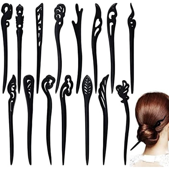15 count Hair Sticks Chopsticks Chinese Pins for Women's Long Hair - Chignon Maker, Retro Sandalwood Barrettes & Accessories (15 Styles)