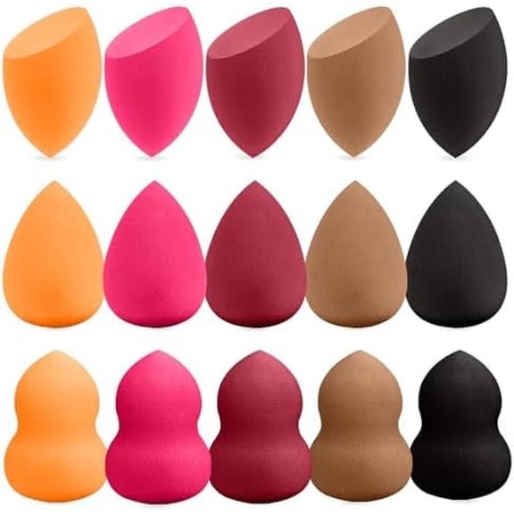 15 count Multicolor Makeup Sponge Set - Latex-Free, Soft &  Beauty Makeup Sponge for Wet/Dry Use Blending  Puff for Foundation & Concealer Washable Makeup Sponges