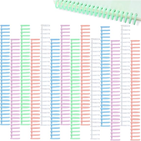 15 count Plastic Binding Combs, 30 Rings Click Binding Coils, 3/4 Inch Diameter Comb Binding Spines, Colored 80 Sheets Capacity Binder Combs for Notebooks, Documents