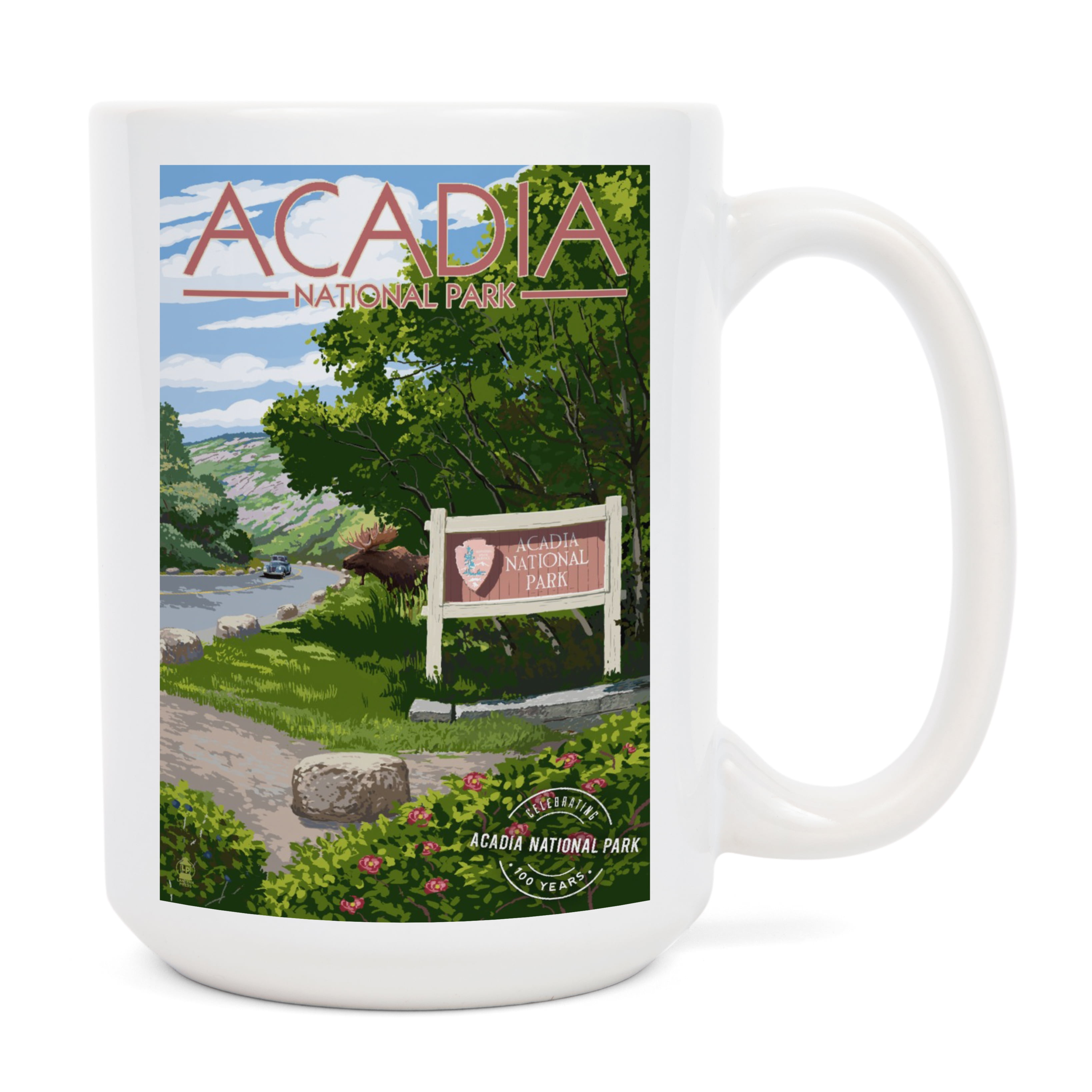 15 fl oz Ceramic Mug, Acadia National Park, Park Entrance Sign and
