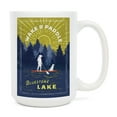 thumbnail image 1 of 15 fl oz Ceramic Mug, Bluestone Lake, WV, Lake Life Series, Wake and Paddle, Landscape With Trees, Dishwasher & Microwave Safe, 1 of 5