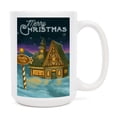 thumbnail image 1 of 15 fl oz Ceramic Mug, Merry Christmas, North Pole, Christmas Oil Painting, Dishwasher & Microwave Safe, 1 of 5