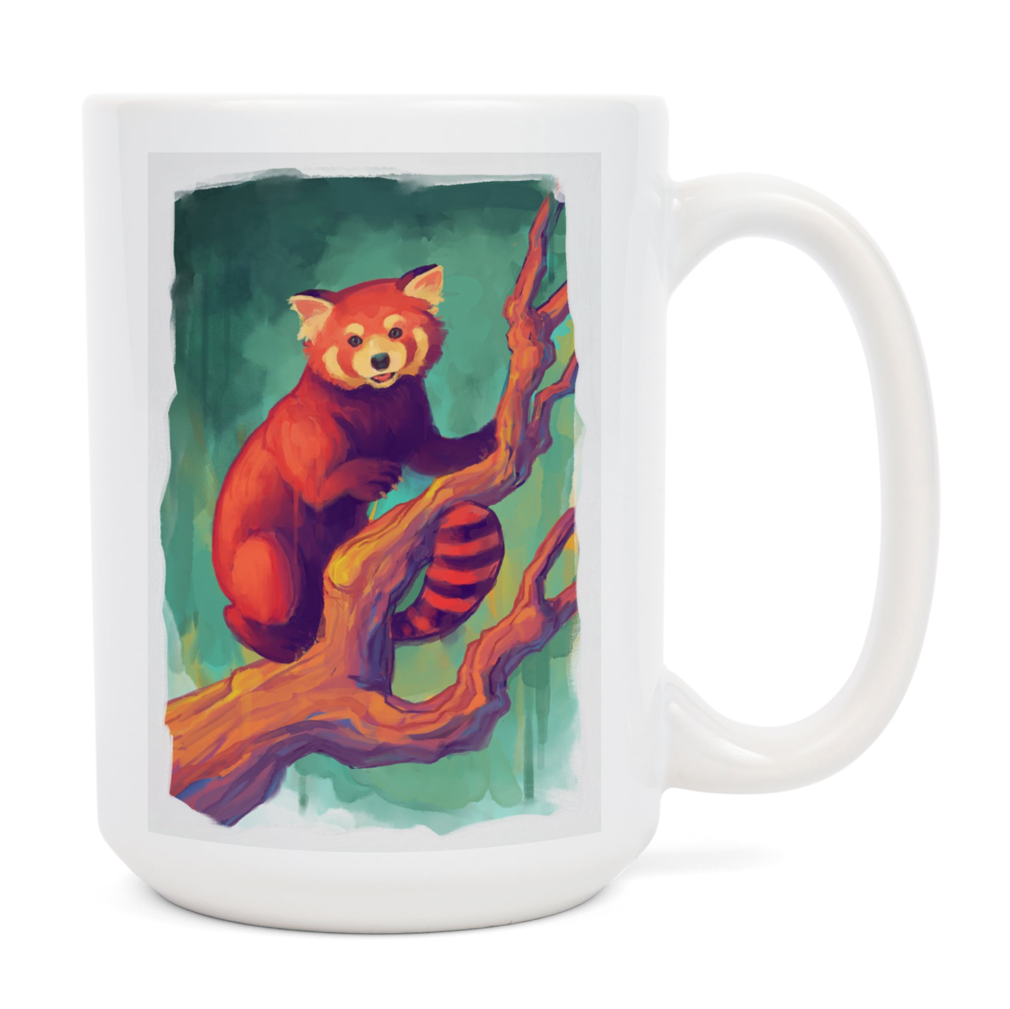 15 fl oz Ceramic Mug, Red Panda, Vivid, Dishwasher & Microwave Safe