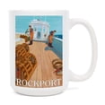 thumbnail image 1 of 15 fl oz Ceramic Mug, Rockport, Massachusetts, Lobster Fishing, Dishwasher & Microwave Safe, 1 of 5
