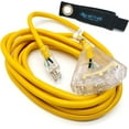 15 ft 12 Gauge Heavy Duty Extension Cord 3 Outlet Lighted SJTW