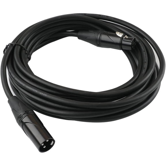 15 ft DMX Cable 3 Pin XLR Male to Female Connector Wires for Stage Lighting DJ Lights 22 AWG 110 Ohms, Black Connector, Pack of 4