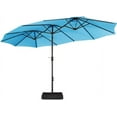 thumbnail image 1 of 15 ft Triple-size Patio Umbrella w/Base Included - Market Extra-Large Double Sided Umbrella - Twin-size Patio Parasol w/Easy Crank & 12 Strong Ribs & Ventilation Openings, Navy Blue, 1 of 9