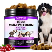15-in-1 Dog Multivitamin Chews with Glucosamine & Probiotics,Daily Dog Health and Wellness Support, For Skin-Immunity-Gut Digestion-Joint-Heart,150 Counts,Duck Flavor
