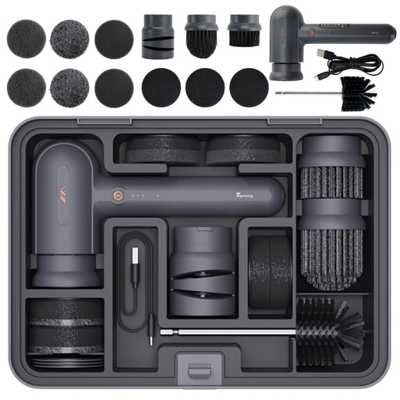 15-in-1 Electric Cleaning Kit Tool Case with Scrubbing Pads & Brushes, Includes Electric Knife Sharpener and Type-C Cable