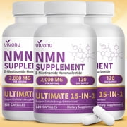 15-in-1 Liposomal NMN* Supplement,2000mg Per Serving,99% Pure,NAD+ NMNH Alternative with Nicotinamide Mononucleotide, Resveratrol,TMG,CoQ10,Quercetin 3 Bottles,120 Capsule/Bottles |