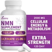 15-in-1 Liposomal NMN Supplement,2000mg per Serving,120 Day Supply,99% Pure,NAD+ NMNH Alternative with Nicotinamide Mononucleotide,Resveratrol,TMG,CoQ10,Quercetin & Glutathione,120 Capsules