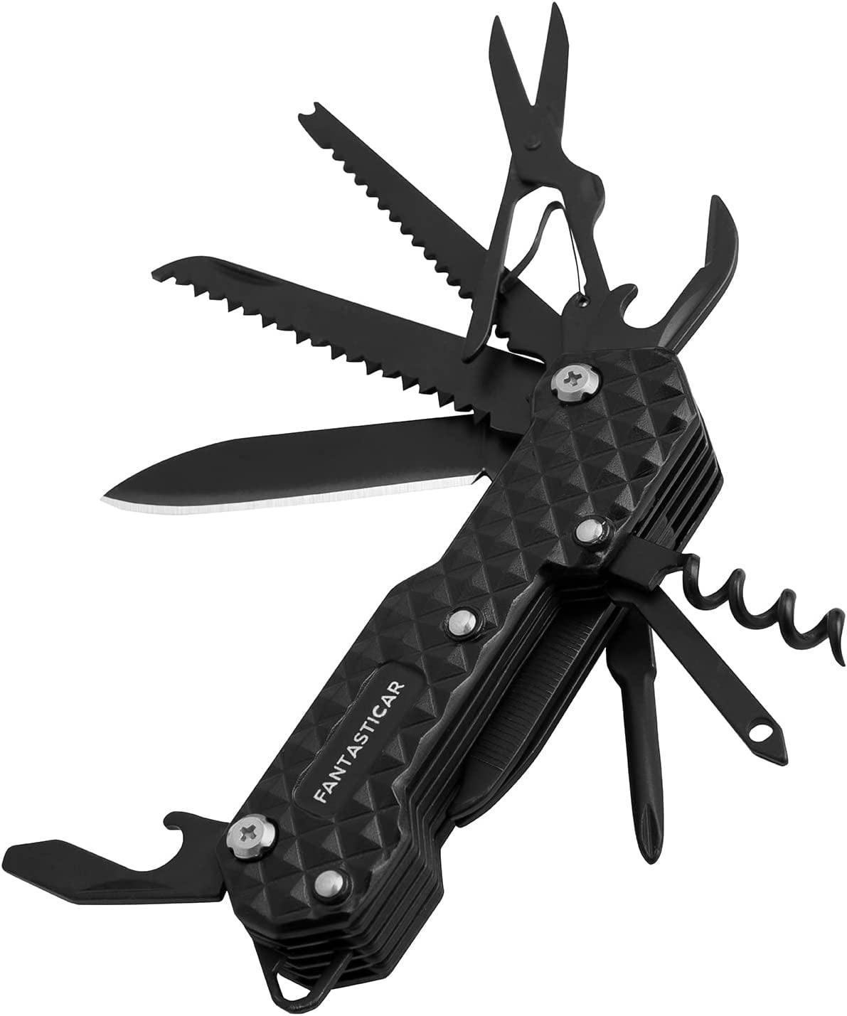 12-in-1 Credit Card Multi Tool - Black Stainless Steel EDC Survival Tool For Outdoor & Everyday Carry