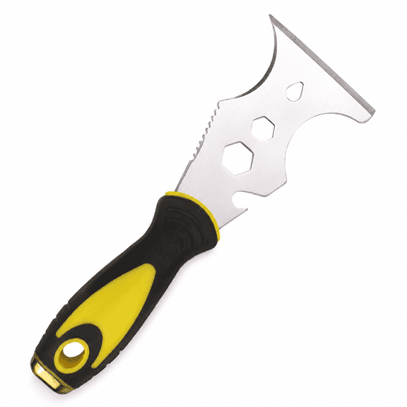 15-in-1 Painters Tool, Stainless Steel Putty Knife and Paint Scraper with Non-Slip Handle for Wall Repair and Wallpaper Removal, 8.1 in
