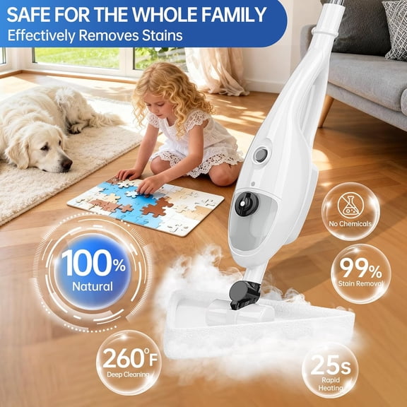 15-in-1 Steam Mop with Detachable Handheld Steamer