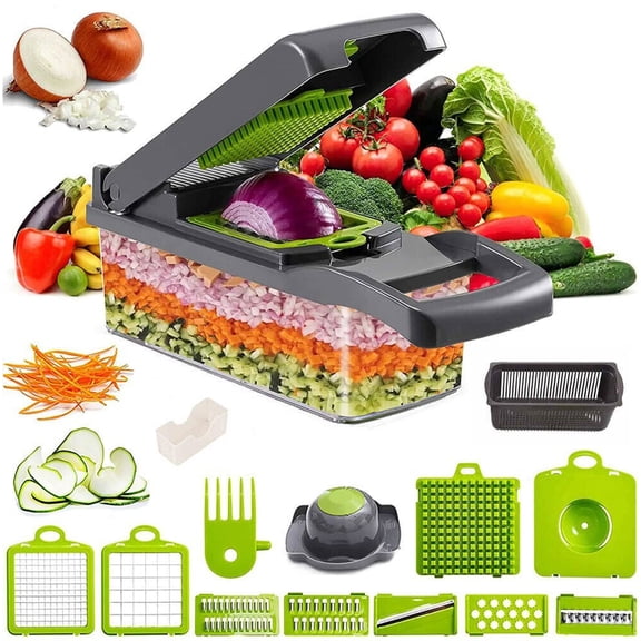 15-in-1 Vegetable Chopper, Food Veggie Chopper With Container Kitchen Prep Tool Cheese Grater & Egg Separator Multi-Functional Salad Fruit Onion Cutter, Dicer, Slap Chop, Slicer Kitchen Gadgets