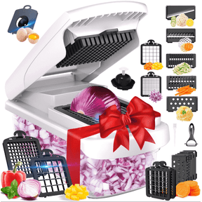 CYYI 15-in-1 Vegetable Chopper with Container, Kitchen Mandoline Slicer, Grater, Cheese Shredder, Onion Chopper, Fruit and Vegetable Cutter, Meal Prep Accessories