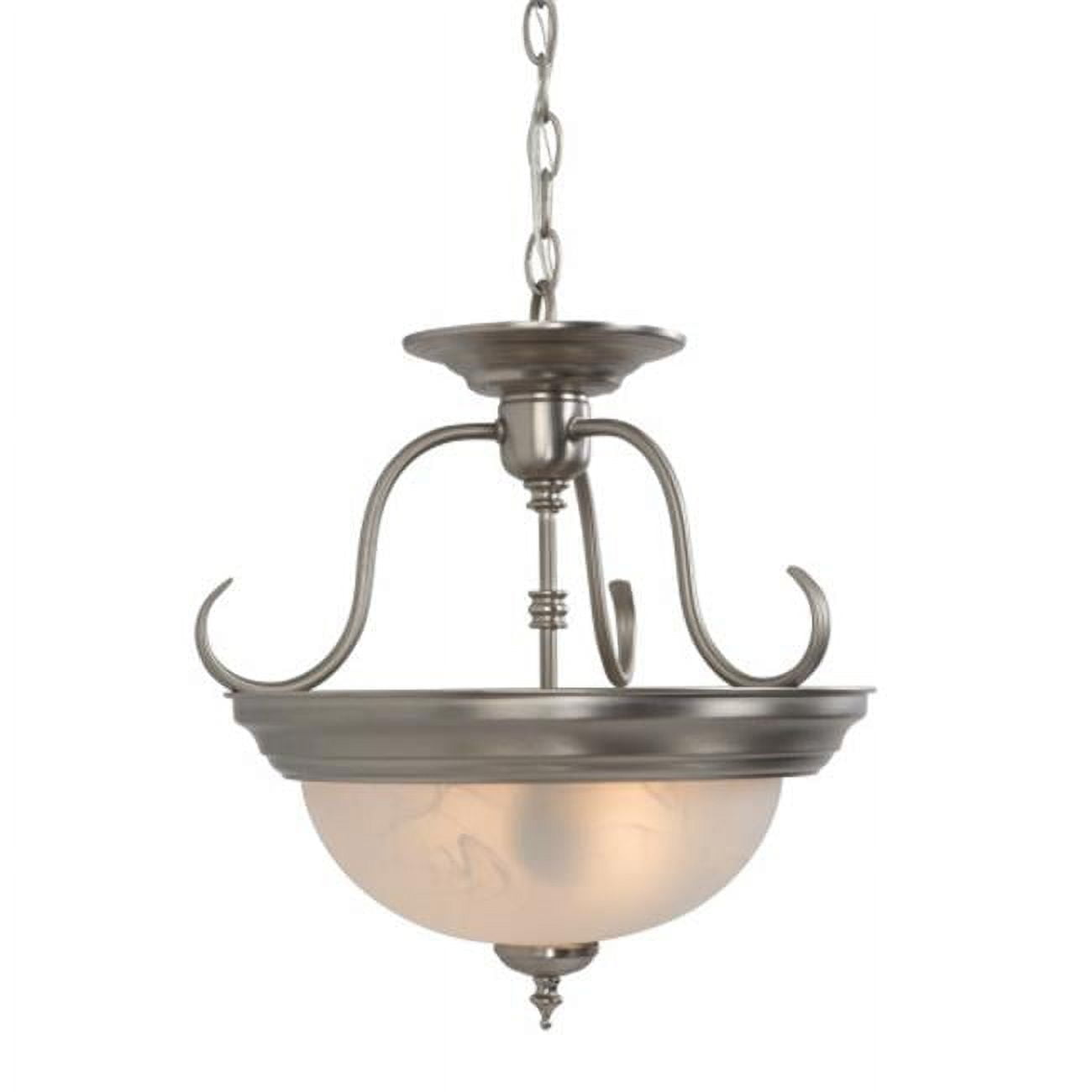Satin Nickel 17" Indoor/Outdoor Semi-Flush Bowl Light