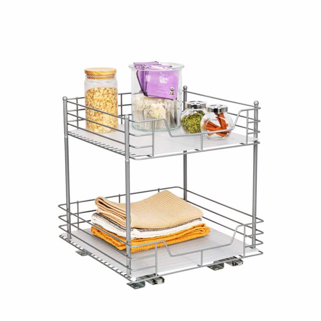 15 in. 2Shelf Nickel Pantry Organizer with SlideOut Drawers