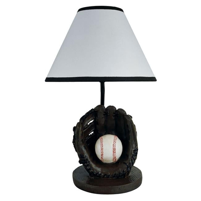 15" White Linen Shade Baseball Glove Accent Lamp