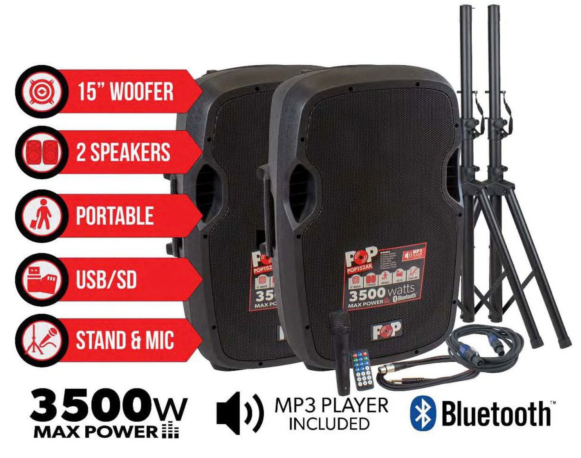 15-in Bluetooth Active And Passive Speaker Box Combo with Stands