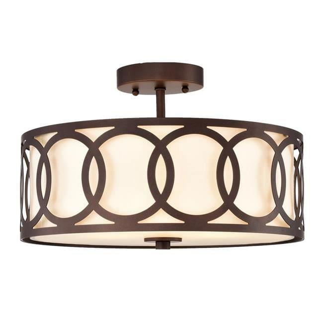 Bronx 15" Oil Rubbed Bronze 3-Light Semi-Flush Ceiling Fixture