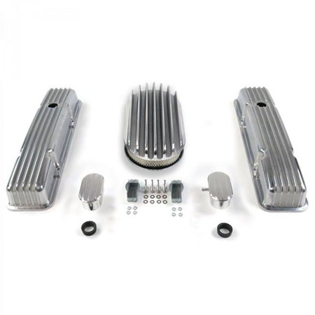 15 in. Deep Oval & Short Finned Engine Dress Up kit with Breathers for Small Block Chevy