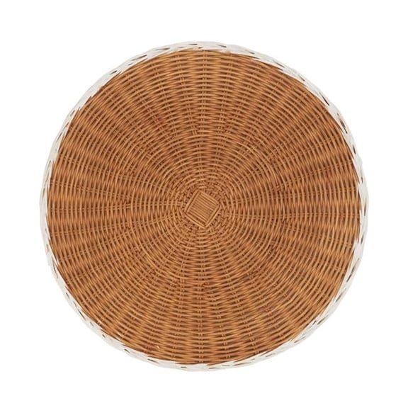 15 in. Earthy Blend Two-Tone Rattan Round Placemat, Caramel - Set of 4