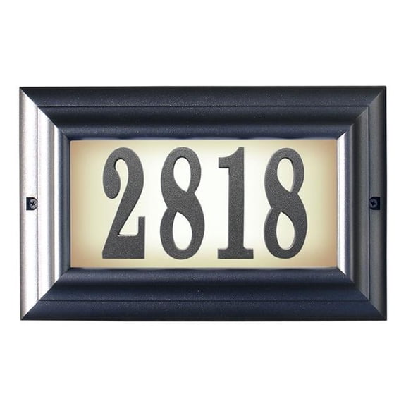 15 in. Edgewood Large Lighted Address Plaque in Pewter Frame Color