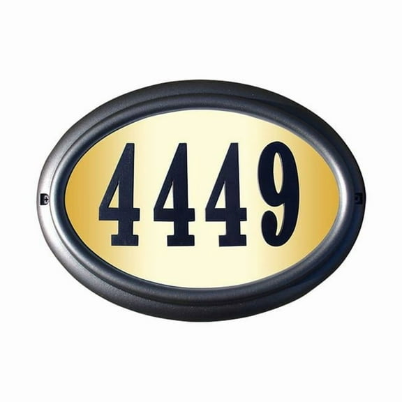 15 in. Edgewood Oval Do It Yourself Kit Lighted Address Plaque in Pewter Frame Color