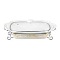 thumbnail image 1 of 15 in. Gold Rose Design Rectangular, Casserole with Metal Stand, 1 of 1