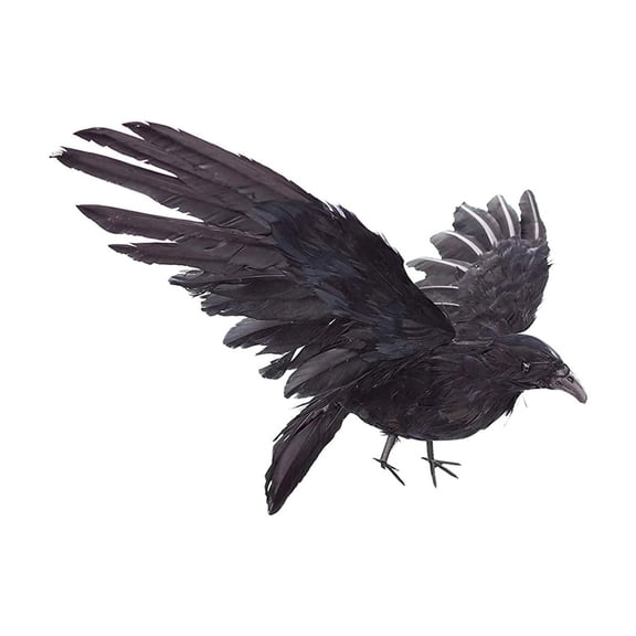 15 in. Halloween Haunted Flying Crows — Bold Black Silhouette with Eerie Details, Halloween Decorations for Porch Ceilings, Tree Branches & Entryway Displays — perfect for Halloween Parties
