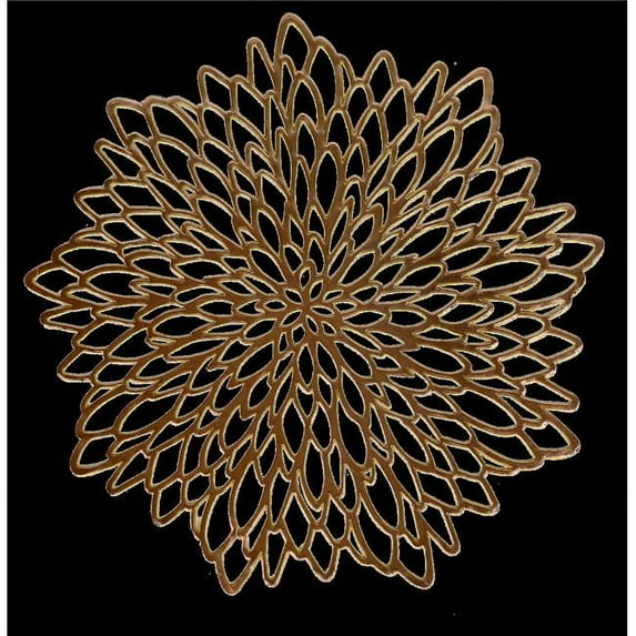 15 in. Leather Look Laser Cut Placemat, Gold - 12 Piece