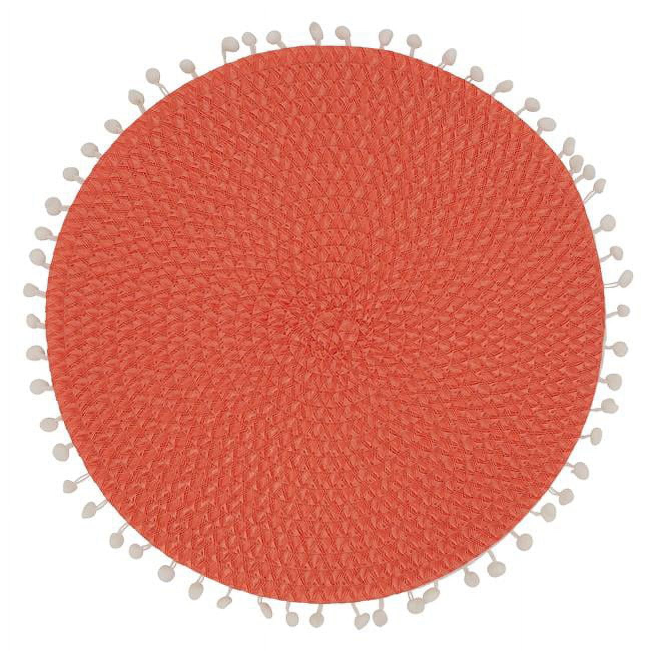 Persimmon Round Woven Pom Pom Edge Placemats Set