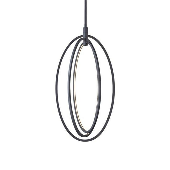 15 in. Radium Integrated LED Oval Rotating Pendant Lighting Fixture in Black