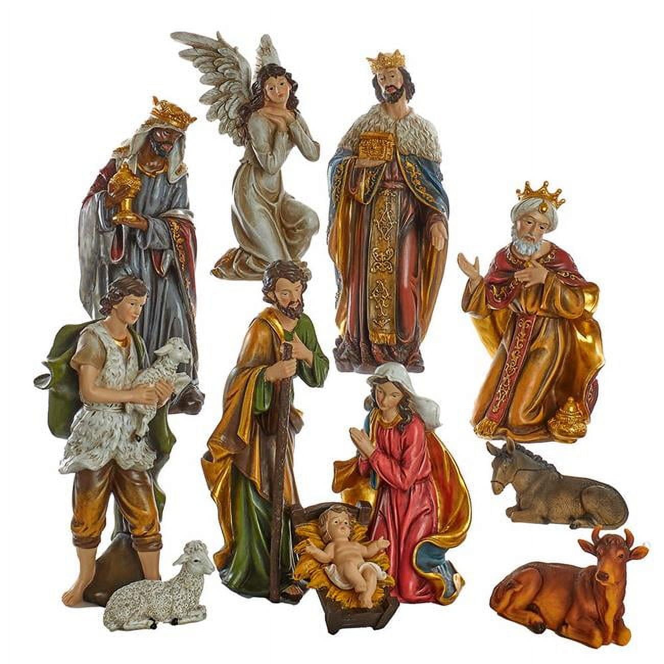 15-Inch Multicolor Resin Nativity Scene Set with 11 Pieces
