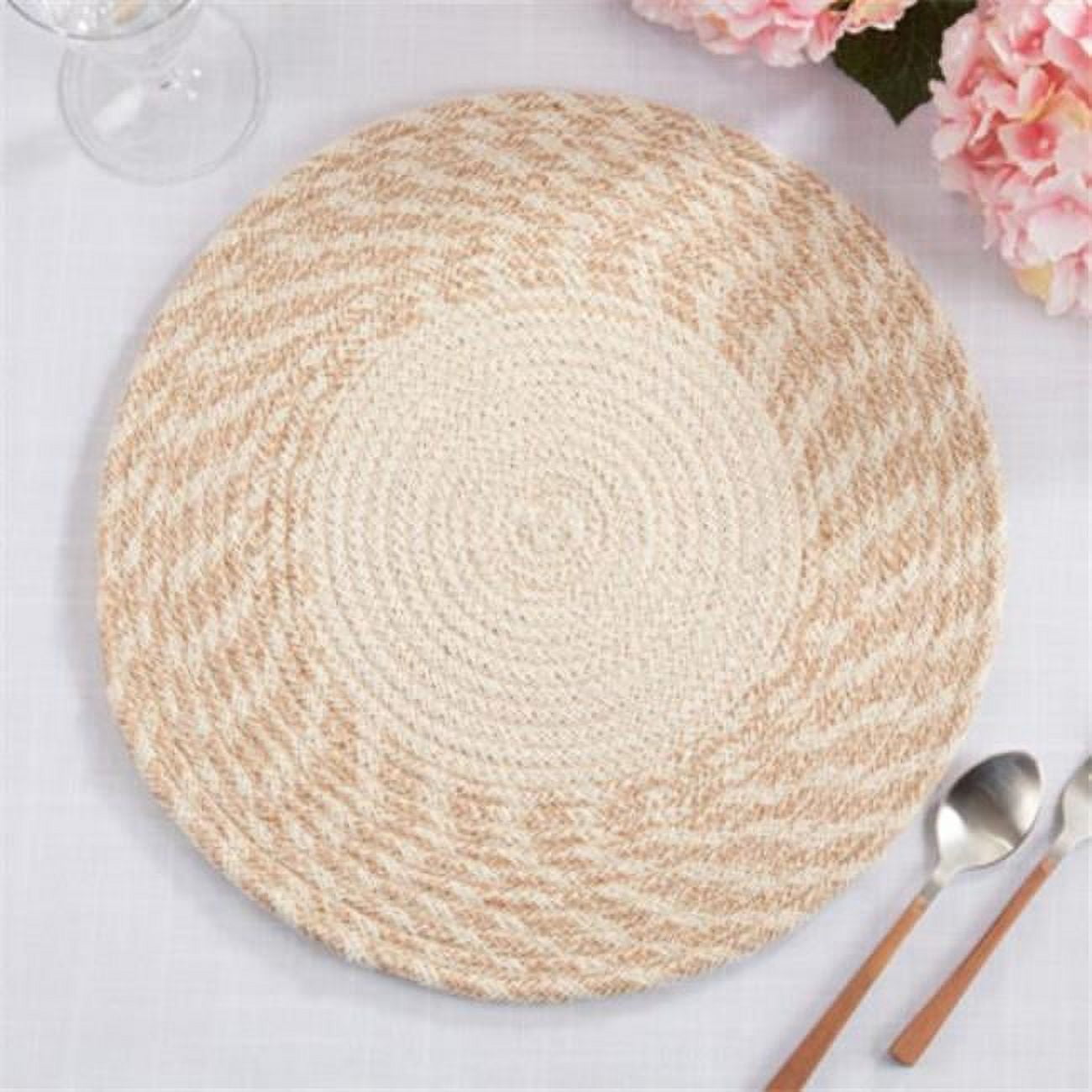 Natural Hand Braided Cotton Round Placemats, Set of 4