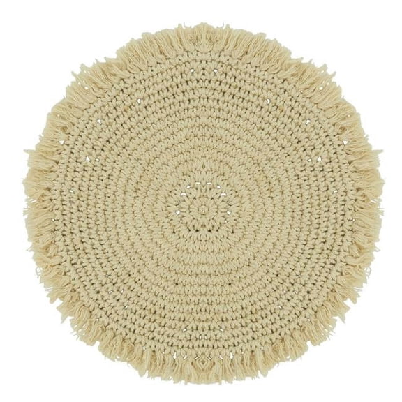 15 in.Round Macrame Placemats, Natural - Set of 4