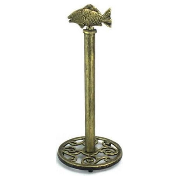 15 in. Rustic Gold Cast Iron Fish Extra Toilet Paper Stand