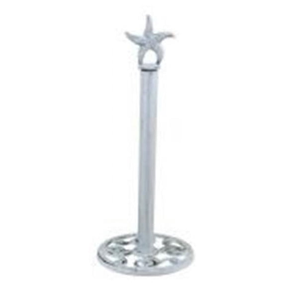 15 in. Rustic Whitewashed Cast Iron Starfish Extra Toilet Paper Stand - White