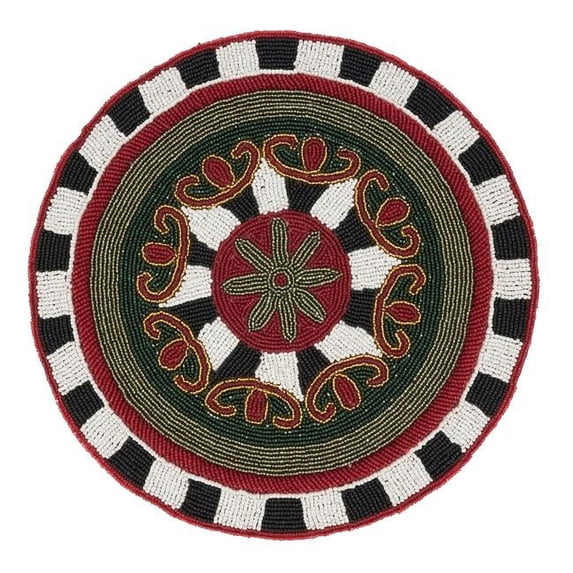 15 in. Sparkling Grace Beaded Round Placemat, Multi Color - Set of 4