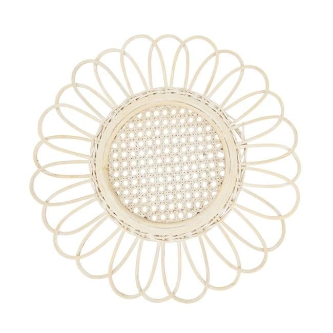 Cream Scallop Round Rattan Placemats, Set of Four