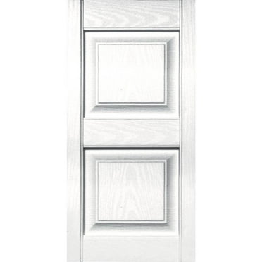 15 in. Vinyl Raised Panel Shutters in Bright White - Set of 2 (14.75 in. W x 1 in. D x 30.75 in. H (3.94 lbs.))