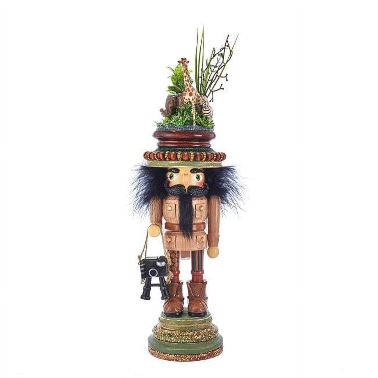 15-Inch Brown and Green Safari Nutcracker with Zoo Hat