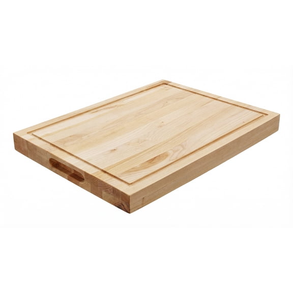 15 in. x 20 in. Maple Wood Cutting Board, Reversible with Juice Groove and Smooth Side, Thick Butcher Block Style Prep Board with Built-In Handles for Kitchen, BBQ, Meat Carving and Serving