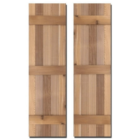 15 in. x 60 in. Natural Cedar Board-N-Batten Baton Shutters Pair