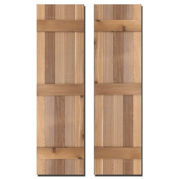 15 in. x 60 in. Natural Cedar Board-N-Batten Baton Shutters Pair