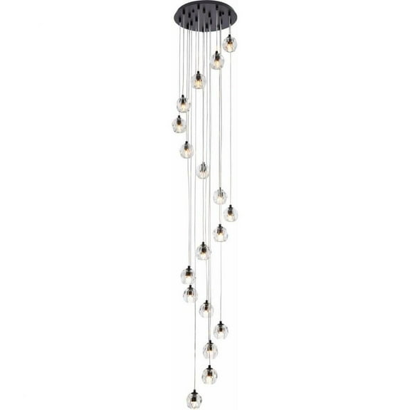 15 inch 18 Light Pendant-Black Finish-Royal Cut Crystal Type Bailey Street Home 390-Bel-4363565