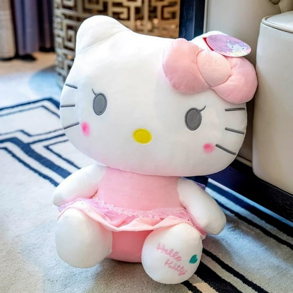 15 inch Adorable Pink-Dressed Cat Plush Doll Soft & Cuddly for Kitten Girls Collectors