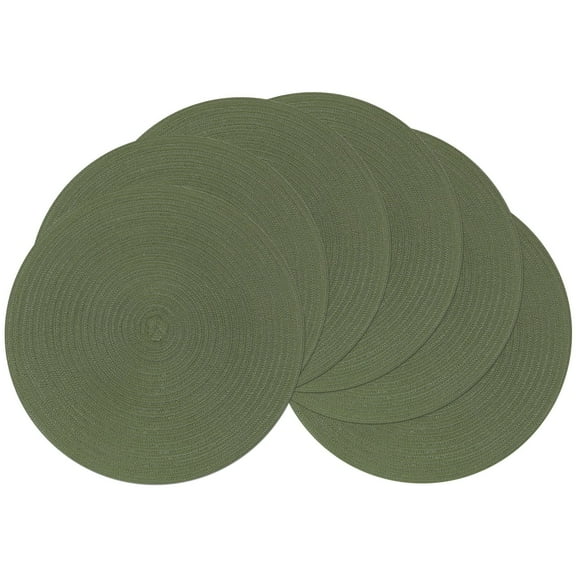 15 inch Beige Round Placemats Set of 6 for Dining Table Woven Braided Circle Place Mats Kitchen Placemat